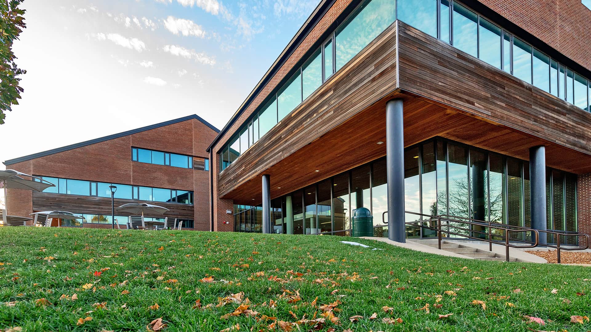 exterior of Parkland building with blue sky